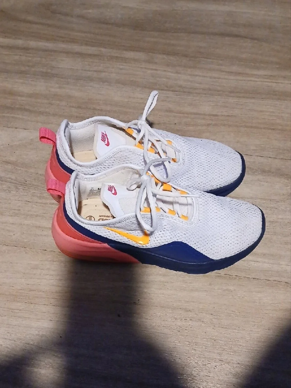 Nike Kids White Mesh Sneakers with Yellow Accent Loops
